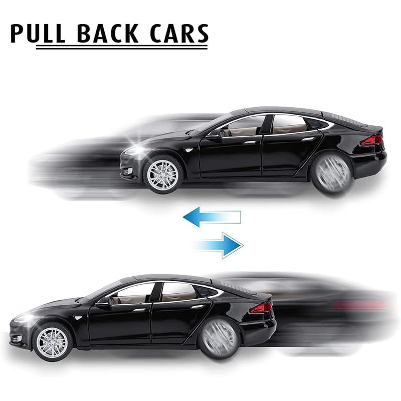 Image of Kids Model 1:32 Tela S Die Cast Metal Car Pull Back Action Opening Doors with Realistic Engine Sound Lights Toy Car Gift for Boys - Multi