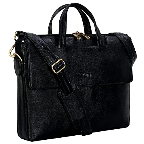 Image of RICHSIGN LEATHER ACCESSORIES Full Grain Natural Leather Laptop Messenger & Shoulder Bags for Men Women Office Briefcase Branded Stylish..Dimensions: L-14 x H- 12 x W- 2 Inch (Weight=900 GR)