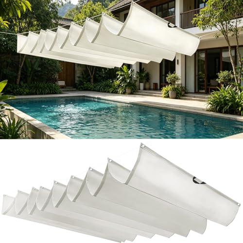 Voile d'ombrage à La Vague 2x5,5m blanc imperméable en polyester - 2