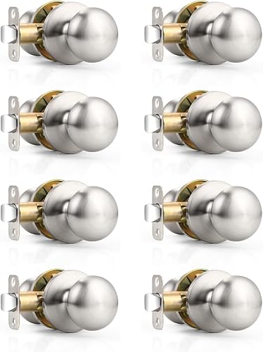 Miniatura 8 de Probrico Perillas de puerta de armario de pasillo, cerradura de puerta de paso en bronce aceitado para puerta interior, mango de bola redonda,