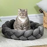 PawHut Hundebett Hundekissen kleine Hunde, Ø55 x 14 cm Hundekorb waschbarer flauschig Hundesofa Hundematte mit weiche Polsterung, Grau