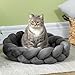 PawHut Hundebett Hundekissen kleine Hunde, Ø55 x 14 cm Hundekorb waschbarer flauschig Hundesofa Hundematte mit weiche Polsterung, Grau