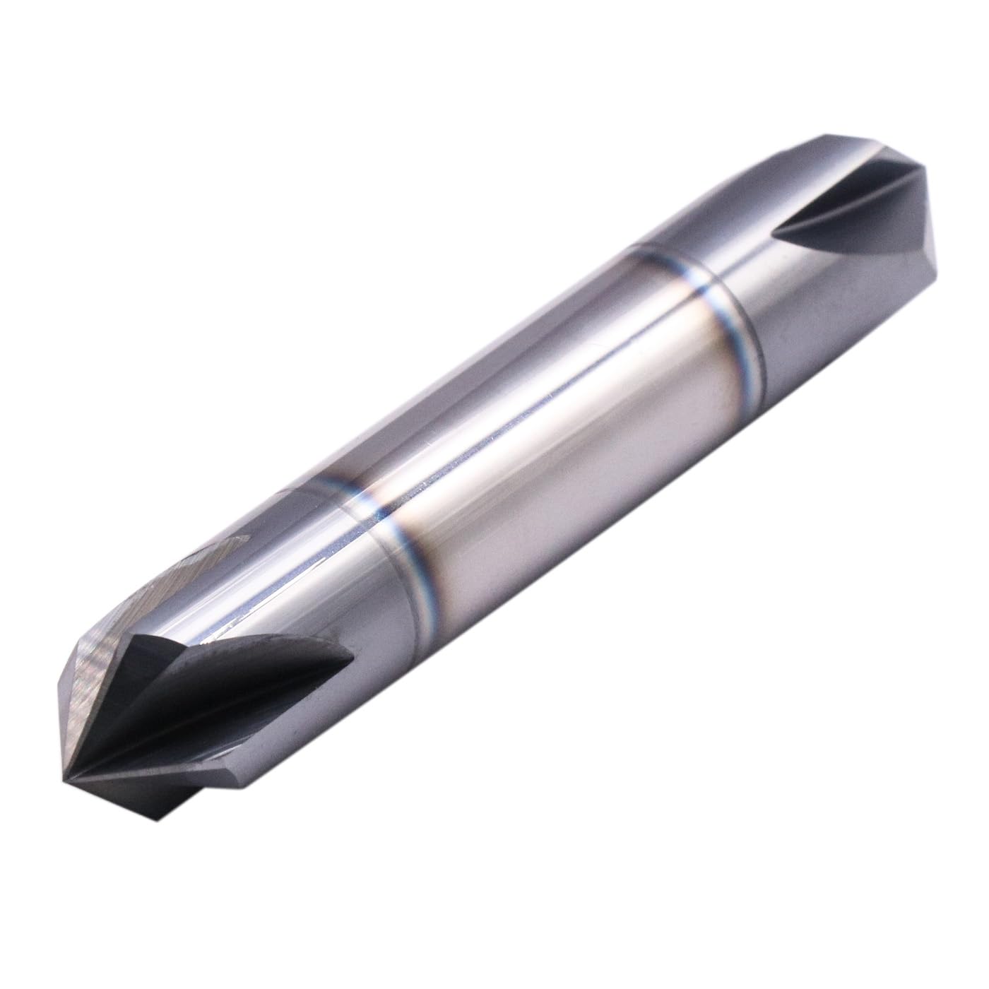 Solid Carbide Chamfer End Mill(1Pc, 1/2") - AlTiN Coated, 4 Flute, 90° Chamfer Angle, Double End, V Groove Router, 1/2" Shank 3" OAL for Milling Wood, Alloy Steels, Hardened Steel, Iron, Copper