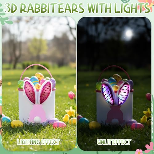 Image of Honeydak 6 Pcs Easter Bunny Basket for Kids Paillette Ear Tote Bag Color 1