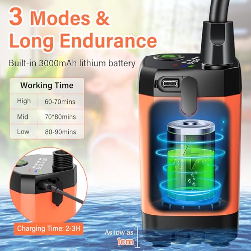 Rsaoty Campingdusche mit Pumpe, 3000mAh Campingdusche Akku Camping,Mobile Duschen Außenduschen mit 20L Klappbarer Eimer, Duschkopf und 2M Schlauch,für Garten, Strand,Haustier,Autowaschen,Reisen 2