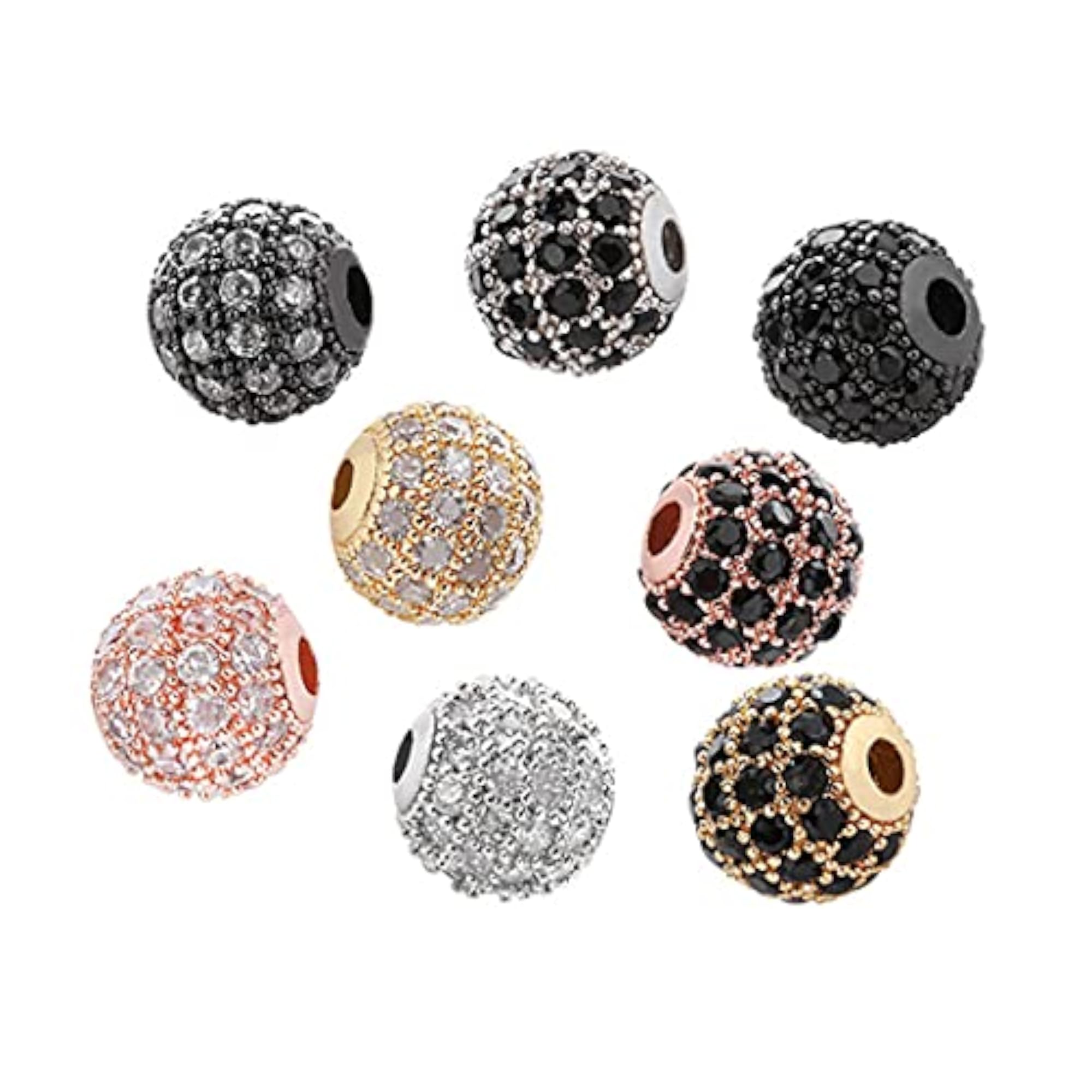 8PCS Shiny Metal Copper Disco Ball Beads for Crafting