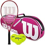 Wilson Federer Pre-Strung Oversized/Extended Black/Red Tennis Racquet (4 3/8' Grip) Set or Kit...