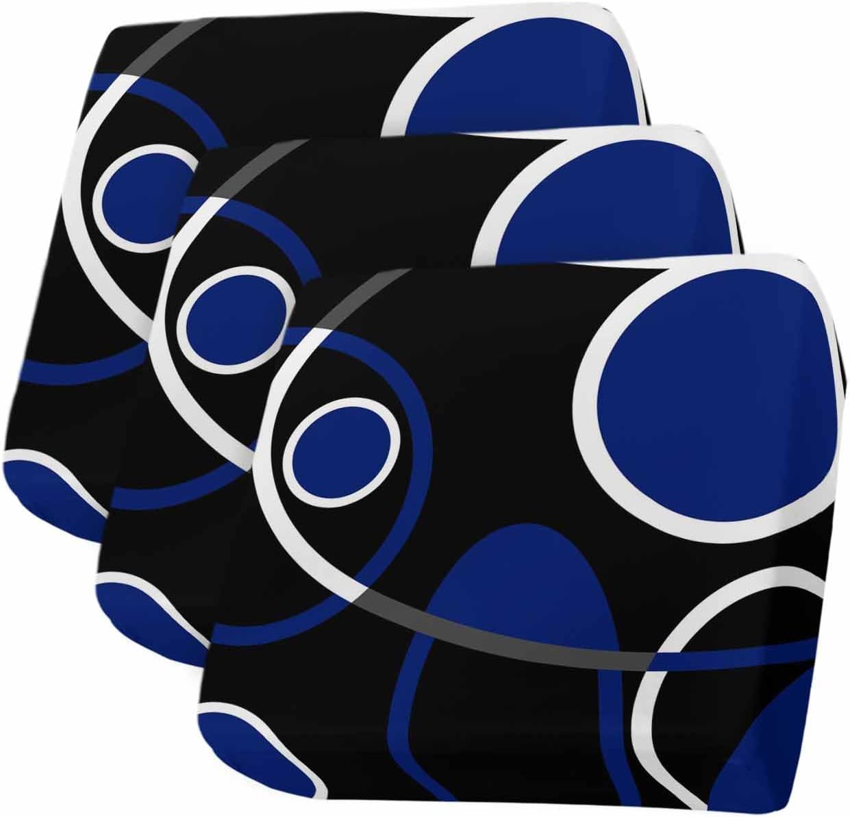 Black Blue Stretch Couch Sofa Cushion Covers, White Circle Geometric Abstract Texture Sectional/Individual/L/T Shape Sofa Couch Slipcover Armchair Furniture Slip Cover Protector, S Size 3-PC