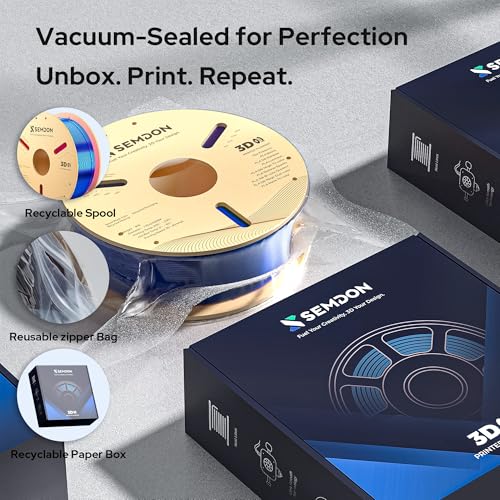 Image of 2026 New PLA Filament, SEMDON Multicolor Coextrusion 3D Printer Filament, Dimensional Accuracy + /- 0.02mm (Black-Purple-Blue)