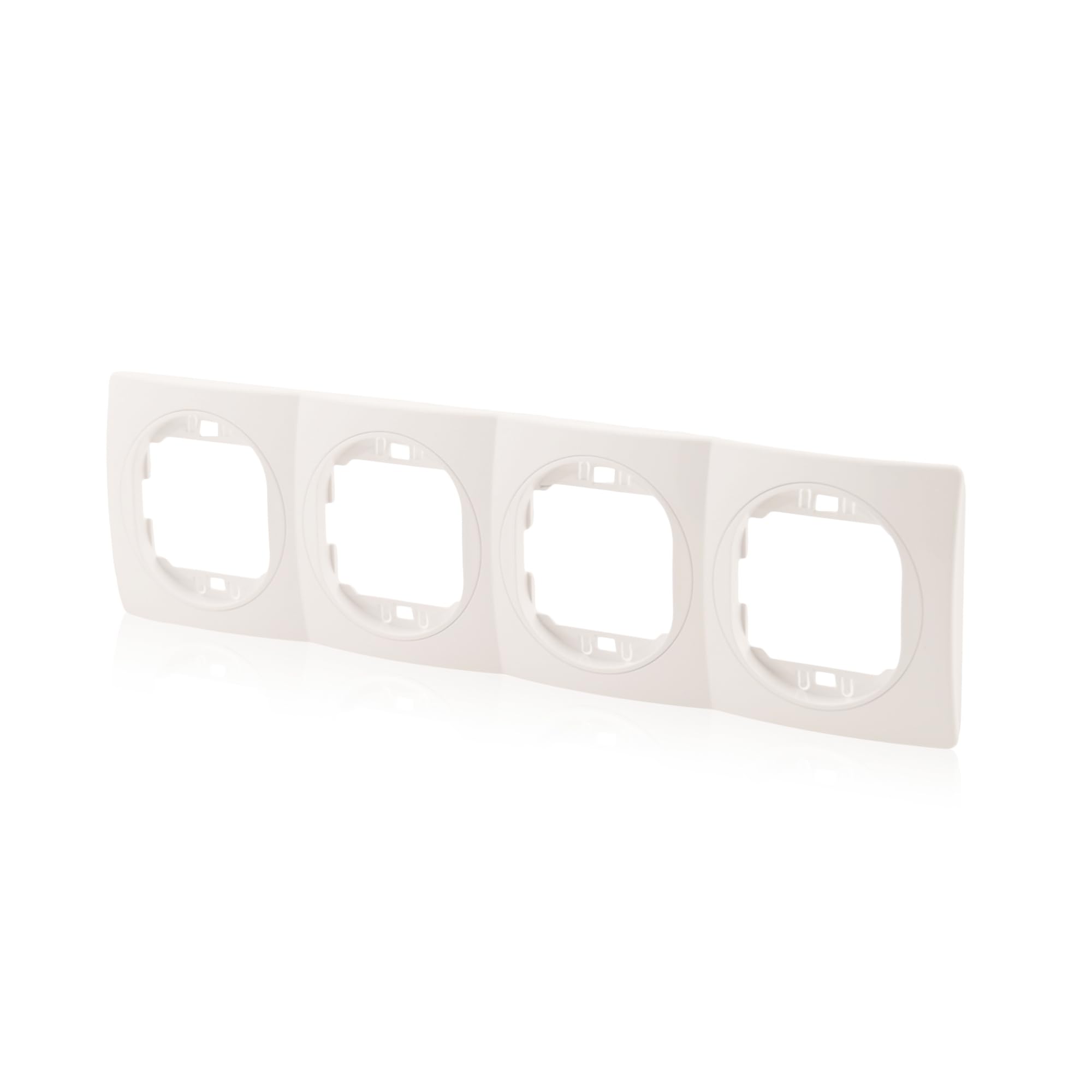 Nobilis Set 4x Datenbuchse Weiß, 2-fach 2xRJ45 Cat 6 FTP, Ø 60mm & 4er Rahmen, horizontal 80 x 293mm