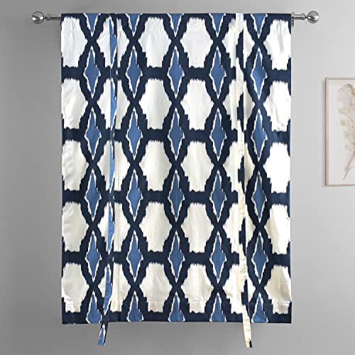 Image of HPD Half Price Drapes Room Darkening Tie Up Curtains 46 X 63 Inch Sorong Printed Cotton Window Roll Up Balloon Curtain for Living Room, Kitchen PRTW-TUD22D-63 (1 Panel), Sorong Royal