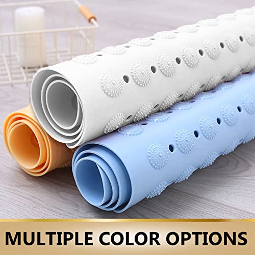 Image of TurtleGrip Anti-Slip Shower Mat, 100x40 cm Accu-Pebble (White), Anti-Skid Extra Large Bath Mat with Suction Cups, Machine Washable Bathroom Mats with Drain Holes