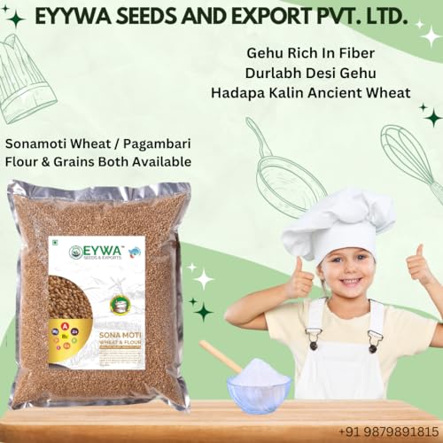 Image of Eywa Seeds & Exports Pvt Ltd Organic Sona Moti Ancient Wheat Flour (1 Kg) For Eating And Cooking | Desi Sona Moti Gehu Atta | Produce Of India From Organic Farms By Eywa