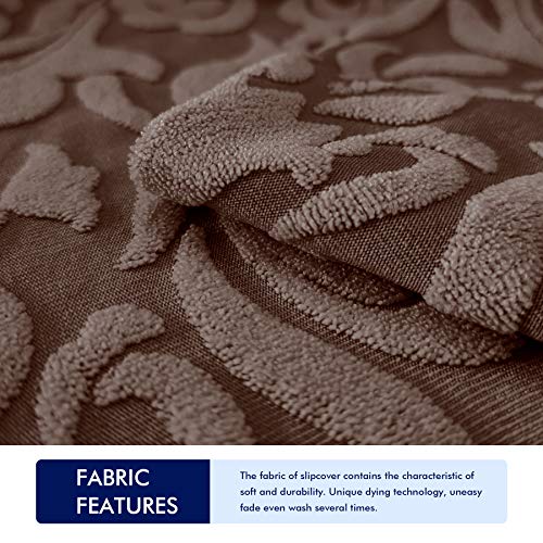 Subrtex Chair Slipcovers, 2 Piece, Stretch Armchair Slipcover Sofa Cover Couch Cover Washable Furniture Protector, Jacquard Damask (Small, Brown) #TOP2