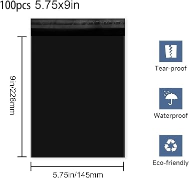 100 Seal Postal Mail Bags Parcels Mailing Postal Bags, black