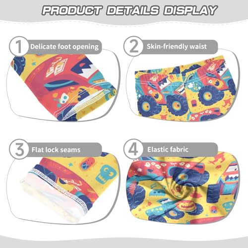 KLL Hand Drawn Truck Car Pattern Toddler Girls Basic Leggings Stretchy Full Length Athleisure Pants Gym3