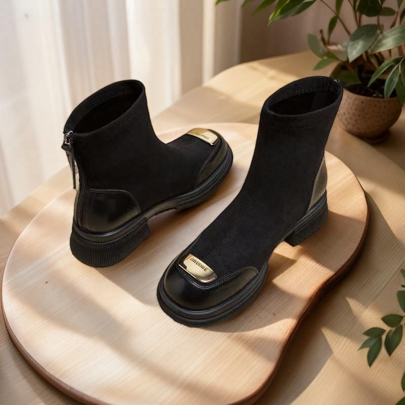 Women's Chelsea Boots Fashion Slip on Platform Ankle Boots Lug Sole Chunky Booties - Image 4