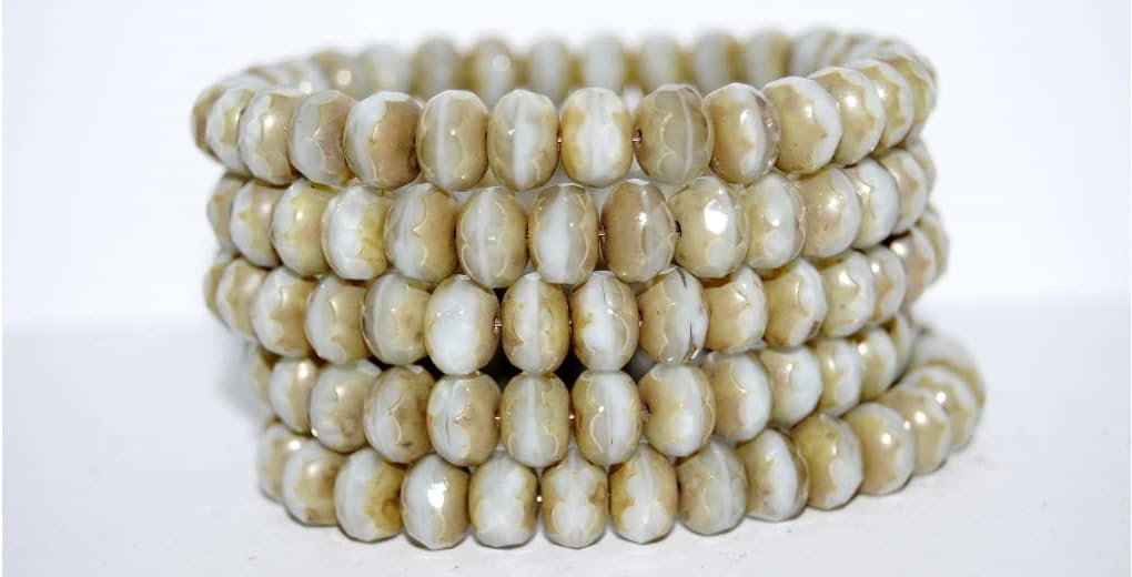 300 pcs Faceted Special Cut Rondelle Fire Polished Beads, 17025 Travertin (17025 86800), Glass, Czech Republic, Size 9 x 6 mm (0.35 x 0.24 in)