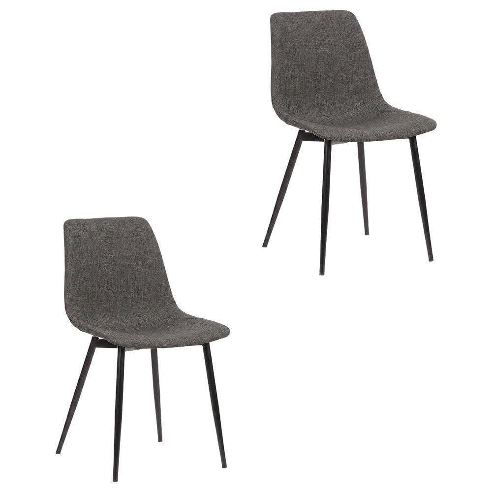 Faux Leather Upholstered Dining Chairs with Powder-Coated Metal Legs Set of by Furnifact – Metal, Charcoal Gray Fabric, Pack of 2