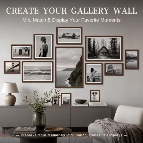 Image of VCK 24x36 Poster Frames Brown - Wide Border Wood Picture Frame, Multi-Directional Display Family Photos, Office Prints, Studio /Gallery Art, Woodgrain Series, Wall Hanging, Set of 6