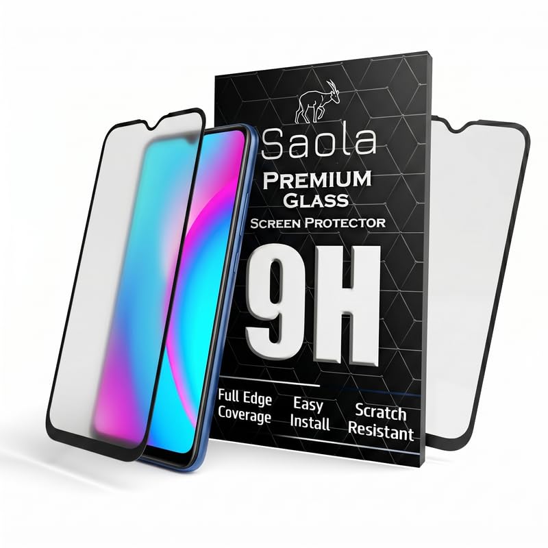Image of Saola Anti-Glare Matte Screen Protector for realme C15 | Smooth Touch Finish, 9H Strength Glass, Full Coverage, Bubble-Free Installation Kit | Quick & Easy Application | Pack of 1
