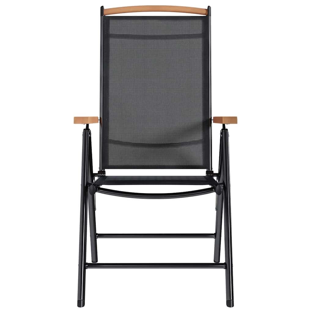 Sillas de jardín plegables 6 unidades con respaldo ajustable en 7 posiciones y asiento textil transpirable, color negro, ligero y ahorra espacio para terraza, balcón, etc