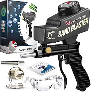 Lematec Sandblaster Portable Speed Blaster, Sand Blasting Nozzle Gun, Gravity Feed Sandblast Blaster with Extra Tip (Black)
