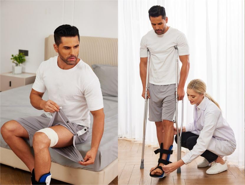 Tear Away Shorts for Men Post Surgery Adaptive Clothing Wide Leg Snap Loose Fit Shorts - Image 2