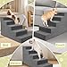 Niubya Dog Stairs for Small Dog and Cats,23”H Non-Slip Bottom Pet Steps for High Beds and Couch,Extra Wide High-Density Foam Pet Stairs Grey,5 Steps