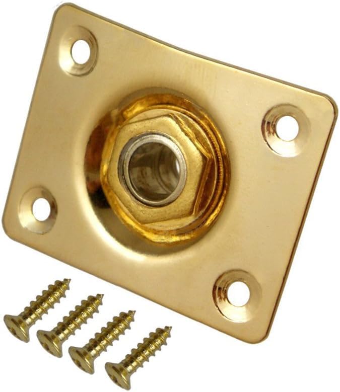JD.Moon Square Metal 1/4 Output Jack Plate Input Jack Socket for Electric Guitar Bass (Gold)