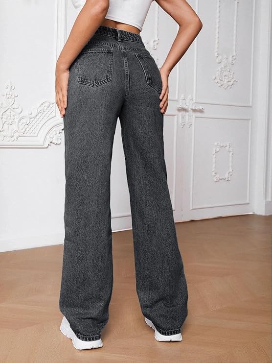 Image of Women High Rise High Waist Stretchable Baggy Oversized Loose Fit Casual Wear Denim Jeans