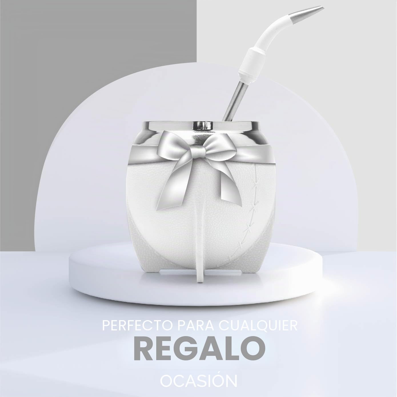 balibetov Mate Argentino - Set elegante y duradero con un Mate Torpedo de Acero Inoxidable, Bombilla y Cepillo de Limpieza (Blanco)