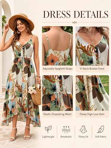 Image of BROVAVE Women's 2026 Summer Casual Boho Sundress Spaghetti Strap Midi Dress
