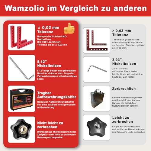 Abrazadera angular Wamzolio de aluminio resistente para ensamblajes perfectos de madera 8