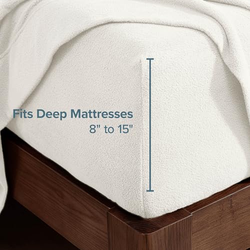 Image of Bare Home Super Soft Fleece Sheet Set (King, Antique White) | Extra Plush Polar Fleece, No-Pilling Bed Sheets, All-Season, Cozy Warmth, Deep Pockets 6 to 15 Inches