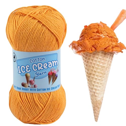 Image of NESTNHAVEN Cotton Ice Cream Yarn - (100g, 250m)- Luxury Yarn for Amigurumi, Embroidery, Toys, Garments, Flowers and Hobby Projects (Sunset Orange)