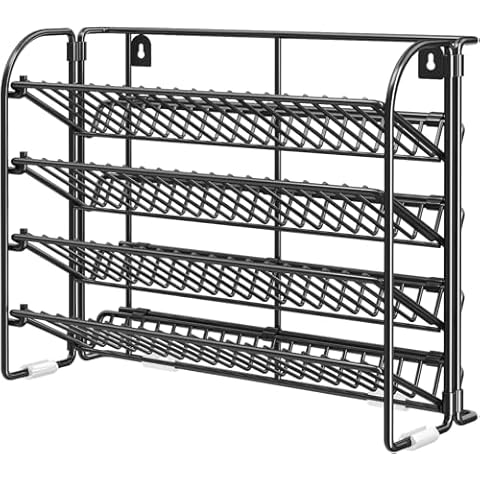 CHARMDI 4 Tier Spice Rack Organizer for Cabinet, Detachable Countertop Spice Rack for Spice Jars(Jars Not Included), Spice Rack Wall mount for Countertop, Cabinet, Kitchen, Black Cover