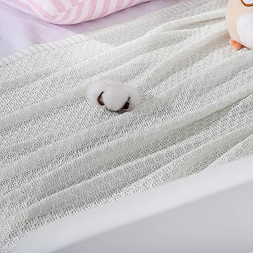 Image of NTBAY Rayon Derived from Bamboo Toddler Blanket, 30 x 40, White | Breathable Cable Knit Blanket Made with Rayon Derived from Bamboo for Stroller, Travel, Tummy Time, and Supervised Use