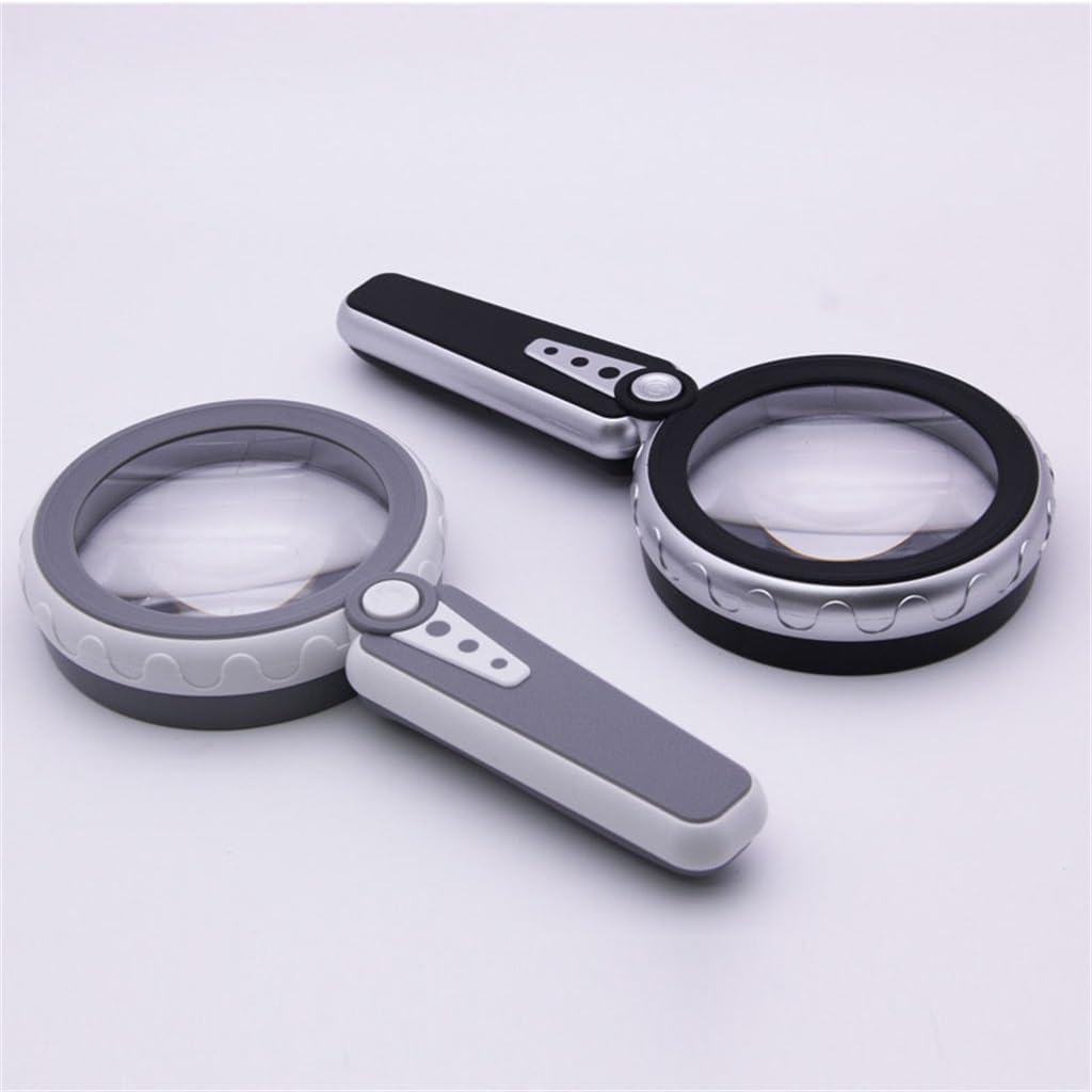 JSEIAJB LED Lights with Warm and Cold Light, Elderly Reading and Maintenance Acrylic Magnifying Glass(D)