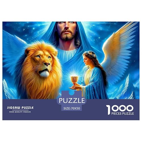 Puzzle de 1000 piezas de león ángel para entretenimiento familiar en casa