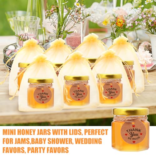 XING-RUIYANG 1.5 oz Hexagon Mini Glass Honey Jars -Honey Jars with Wood Dipper, Gold Lid, Bee Pendants, Jutes - Perfect for Baby Shower, Wedding Favors, Party Favors - Image 6