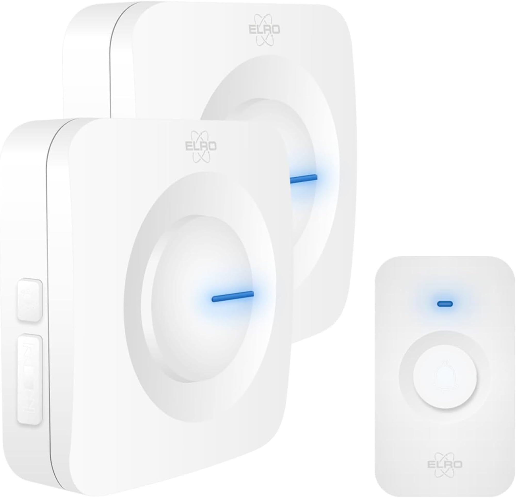 Elro Db3000w Db3000 Wireless Doorbell Set - 2X Portable Receiver With Battery - Waterproof, 300M Range, 64 Melodies - White