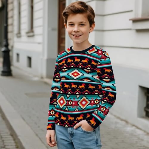 Image of Uourmeti Long Sleeve Tops for Boys Graphic T Shirts Teen Girls Active Pullover Tees