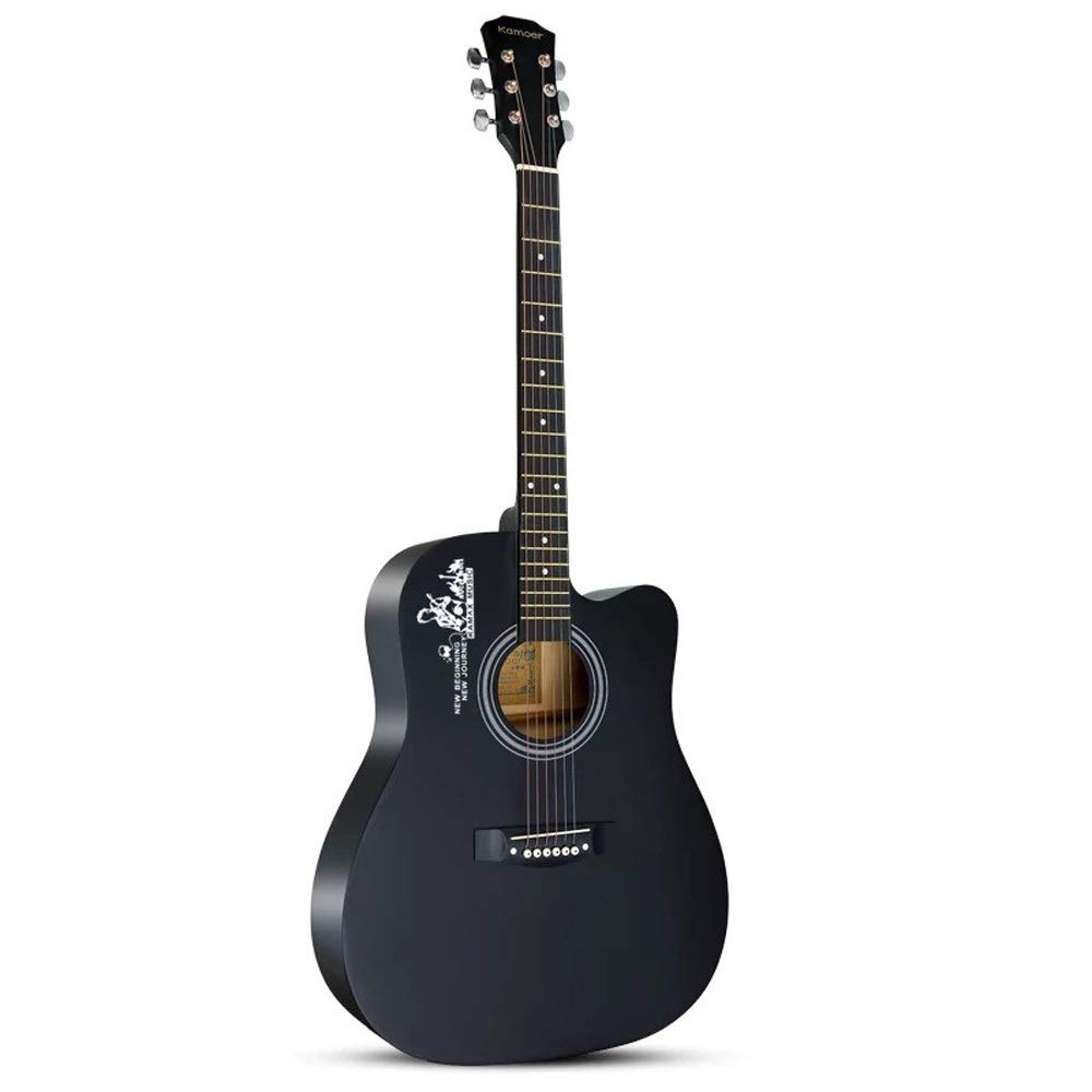 Boll-ATur Black Acoustic Guitar -38 Inch Guitar Beginner Folk Guitar Beginner Kit Electronic Tuner Spare Strings Guitar Capo Guitar Picks (Color : Black 1)