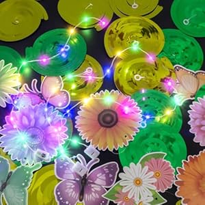 33pcs Spring Hanging Decorations for Home Flower Butterfly Hanging Swirls with Led Lights for Spring Summer Easter Flower Butterfly Themed Birthday Party Decorations