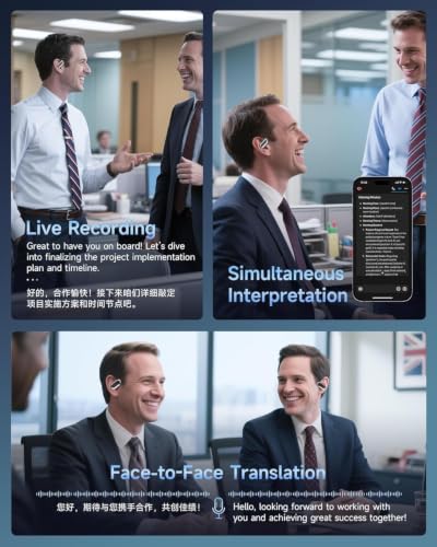 Image of AI Translation Earbuds Real Time, 199+ Language Translator Earbuds, AI Optimized Audio Audifonos Traductores Ingles Espanol, No Subscription Translating Headphones,OWS Open Ear 6-in-1 Smart Headphones