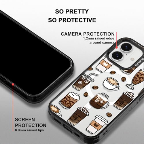 Coque café iPhone 17 MagSafe look transparent noir tendance