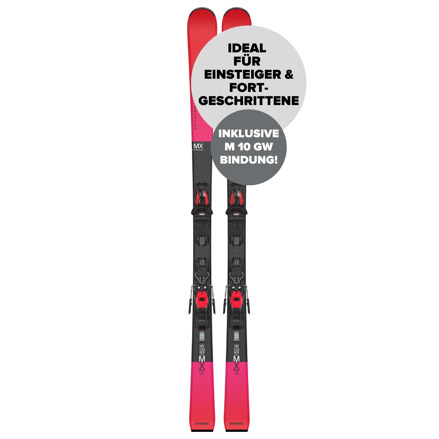 ATOMIC REDSTER MX + M 10 GW Skiset für vielseitige Carving-Schwünge präzise, leicht und hochdynamisch für Performance auf der Piste.