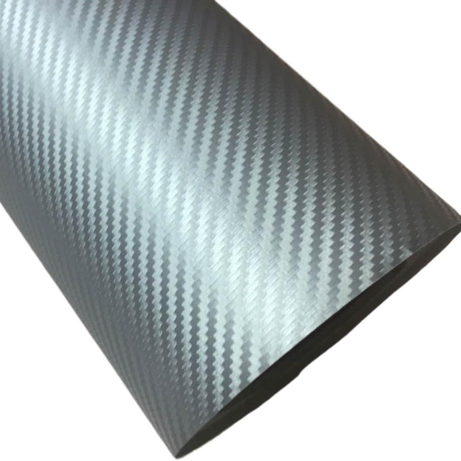 Rolka folii winylowej imitującej włókno węglowe, Folia winylowa do oklejenia samochodu 30 cm x 127 Multicolor 3D Carbon Fibre Stylizacja DIY(Silver)