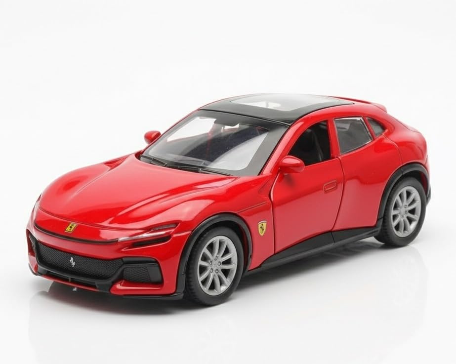 Image of 1:36 Scale Ferrari Sport Toy Car - DieCast Alloy Pull Back Toy Vehicle with Openable Doors, Realistic Detailing Sports Car Model for Kids, Boys & Collectors【Color As Per Stock】